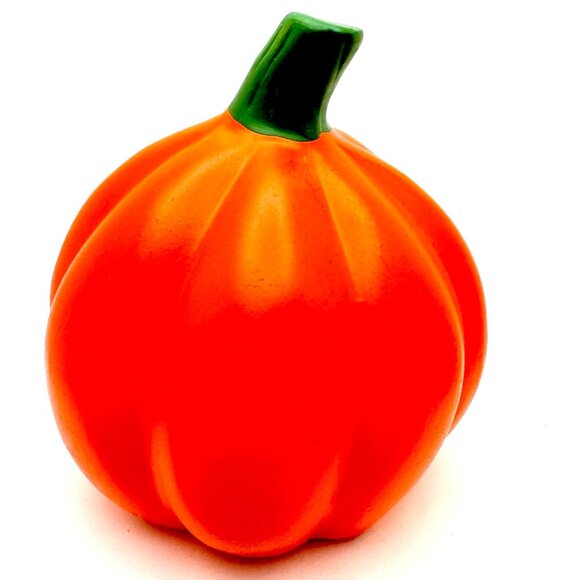 Grumpy Pumpkin Figurine Jack O Lantern Halloween Decor 4" Orange Vintage Funny F - Picture 3 of 7